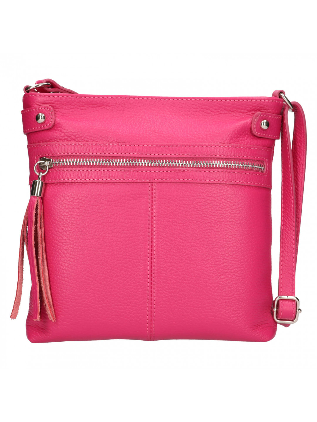 Dámská kožená crossbody kabelka Italia Laura – sytě růžová